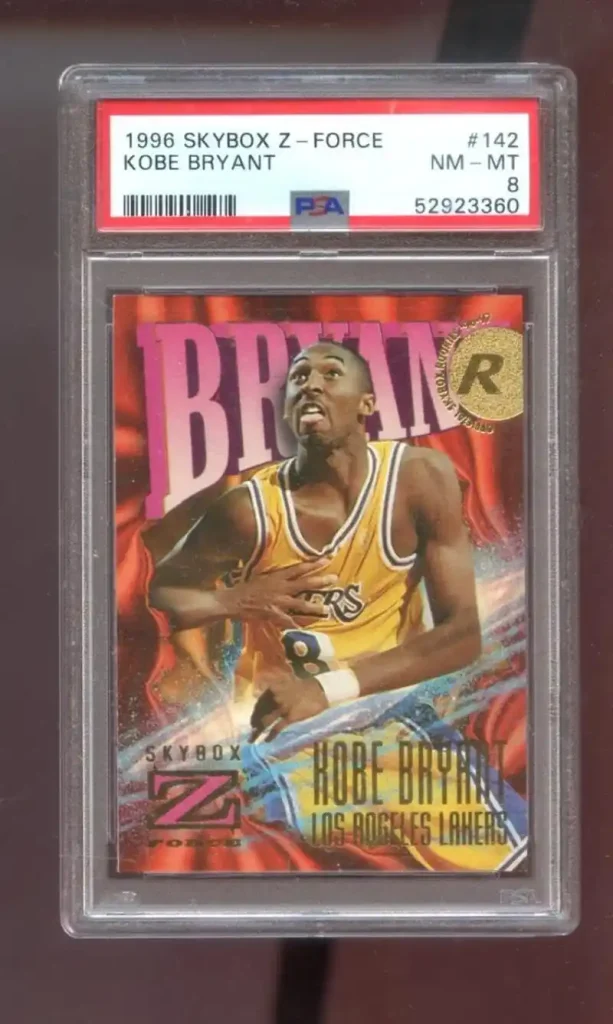 Kobe Bryant SkyBox Z-Force Rookie Cards: Value & Guide 15 1996-97 Skybox Z-Force #142 Kobe Bryant ROOKIE RC PSA 8 Graded Card NBA ZForce - Basketball Slabbed Rookie Cards