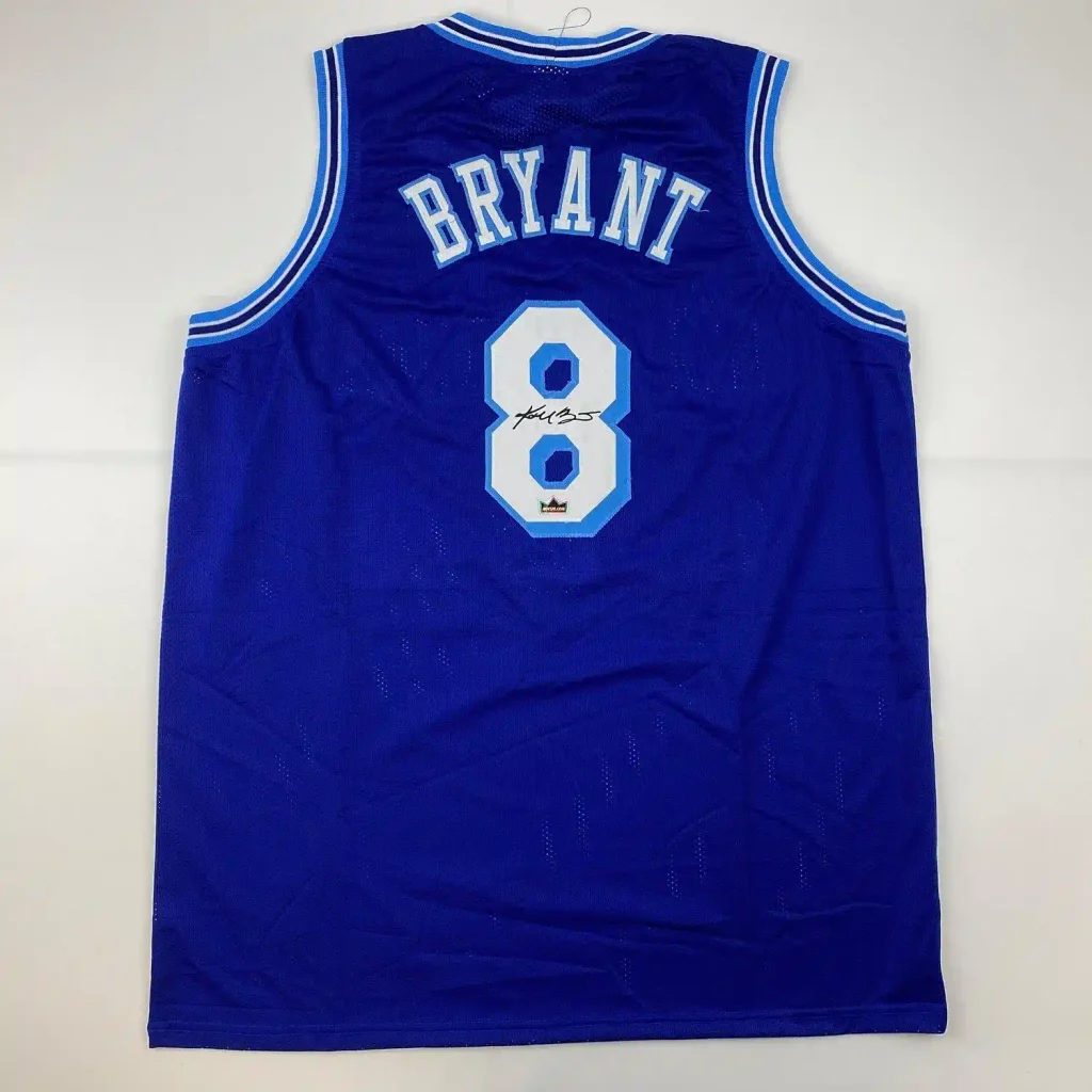 Facsimile Autographed Kobe Bryant #8 Los Angeles LA Retro Blue Reprint Laser Auto Basketball Jersey Size Men's XL