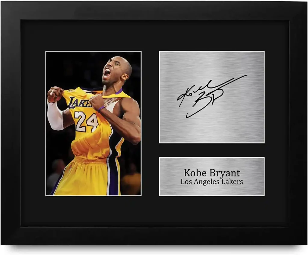 
HWC Trading Kobe Bryant Los Angeles LA Lakers Gifts USL Framed Printed Signed Autograph Picture for Basketball Memorabilia Fans - US Letter Size