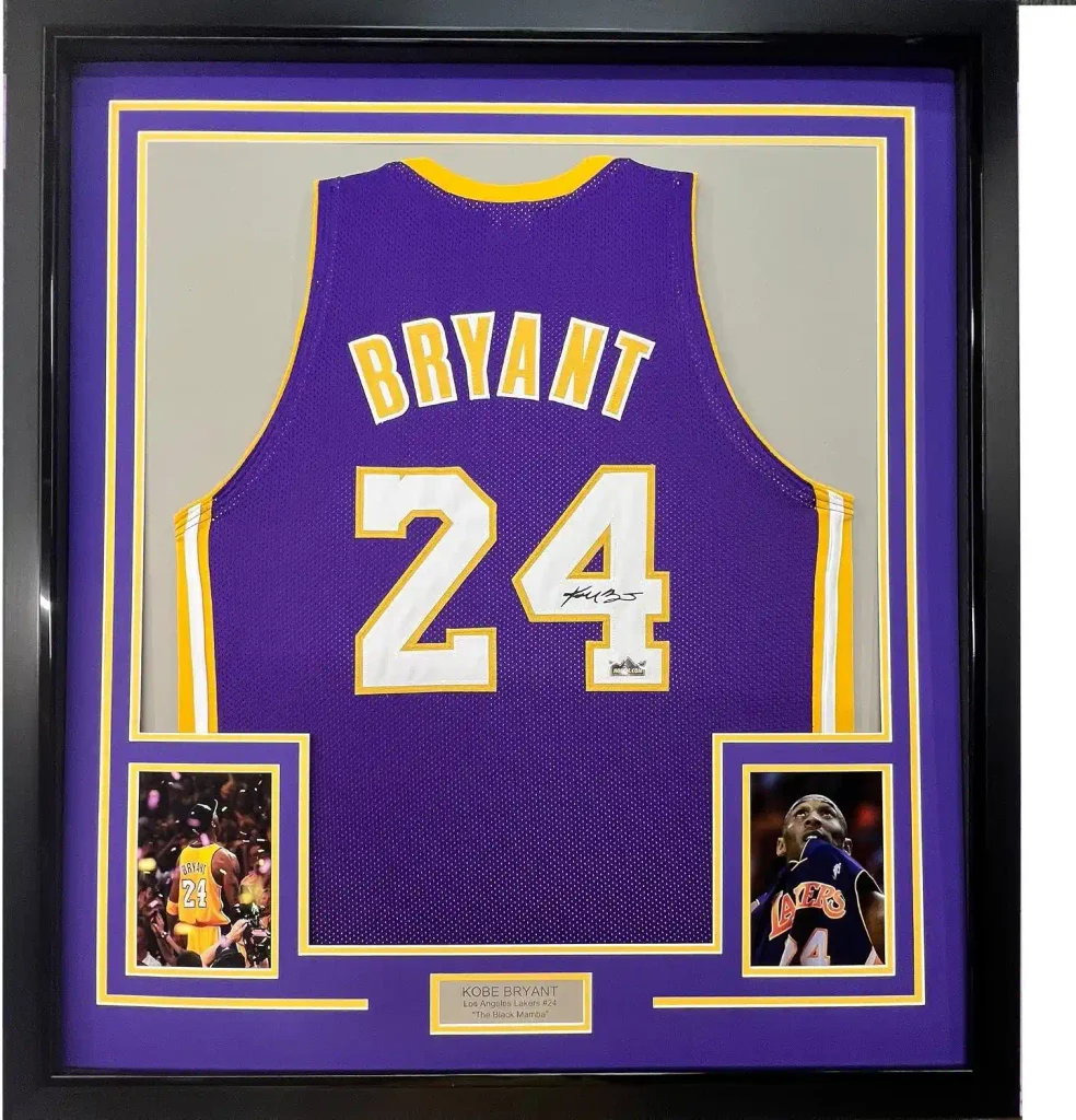 Framed Facsimile Autographed Kobe Bryant 35x39#24 Los Angeles LA Purple Reprint Laser Auto Basketball Jersey Size Men's XL