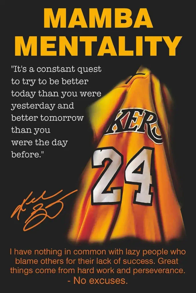 Black Mamba Inspirational Quotes Poster, Black Mamba Mentality Wall Art Decor, Jersey Canvas Art Poster for Man Cave Boys Room Office Decor, A Gift for Dear Basketball Fans, 16"x24" - Unframed