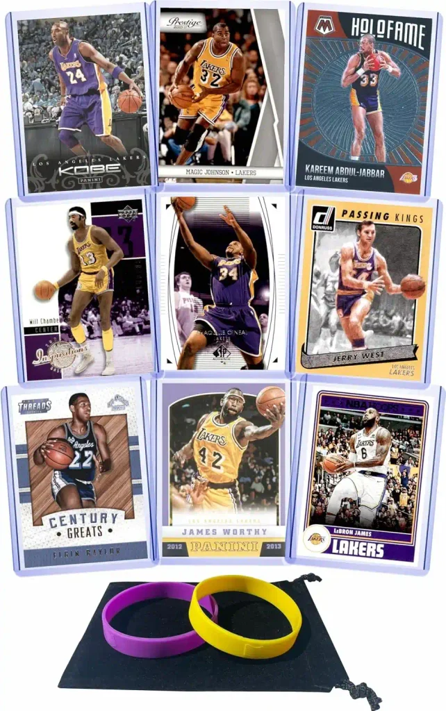 Kobe Bryant Card Collection: Complete Collector’s Guide 11 Los Angeles Lakers Legends Cards: Kobe Bryant, Magic Johnson, Kareem Abdul-Jabbar, Wilt Chamberlain, Shaquille O'Neal, Jerry West, Elgin Baylor, James Worthy, and Lebron James (9) Assorted GOAT Card Gift Pack