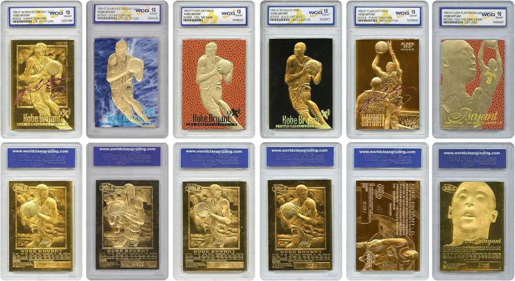 Kobe Bryant Card Collection: Complete Collector’s Guide 13 1996-97 Fleer Skybox Kobe Gold Leaf 6-Card Rookie RC Set Officially Licensed - All 6 Cards Graded Gem Mint 10