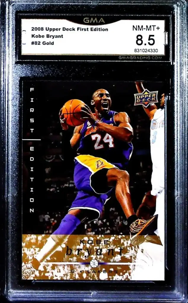 Kobe Bryant Upper Deck Cards: Value & Collector’s Guide 9 2008-09 Upper Deck First Edition Gold #82 Kobe Bryant Lakers GMA 8.5 NM-MT+