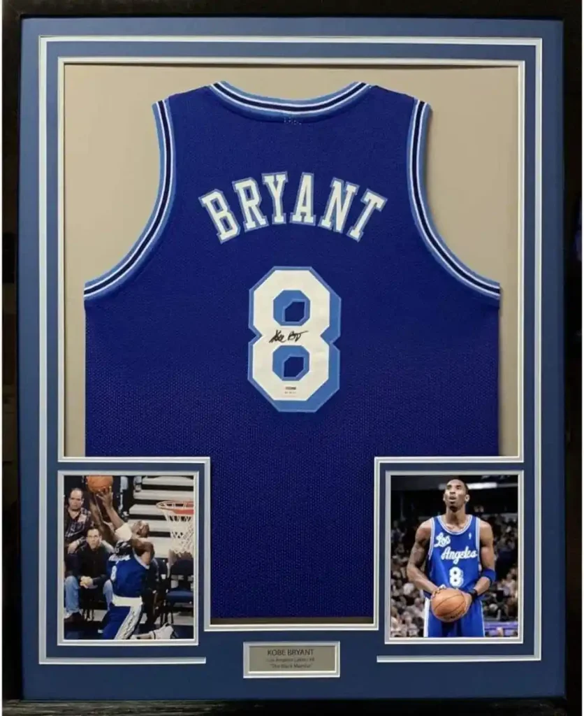 Signed Kobe Bryant Memorabilia: Value & Collector's Guide 13 Framed Autographed/Signed Kobe Bryant 35x39 Los Angeles LA Retro Blue Basketball Jersey PSADNA COA