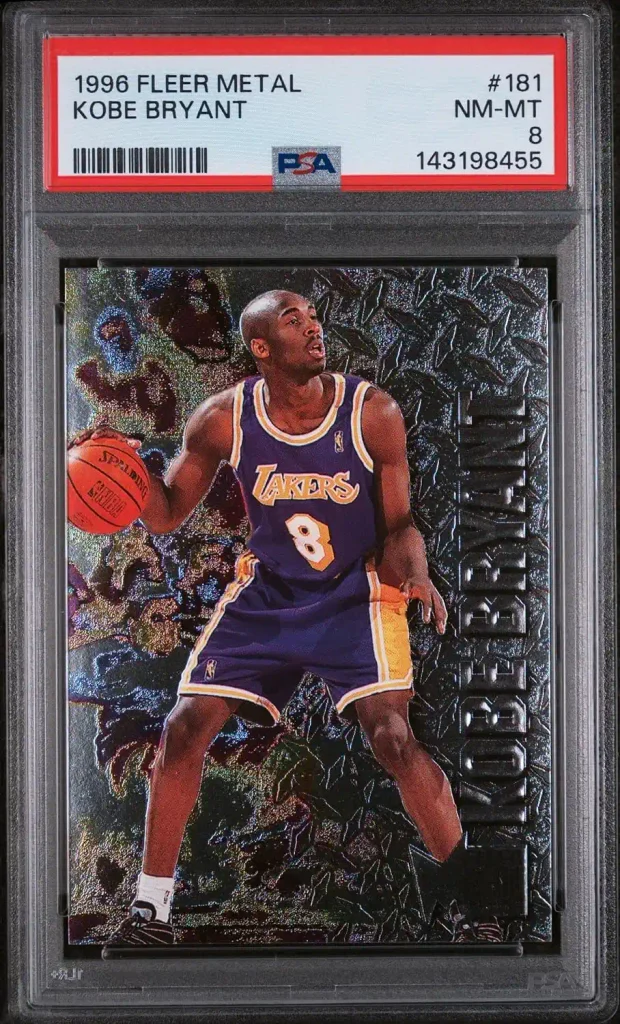 Kobe Bryant 1996 Fleer Metal Los Angeles Lakers Basketball RC Rookie Card #181 Graded PSA 8 Cert #143198455