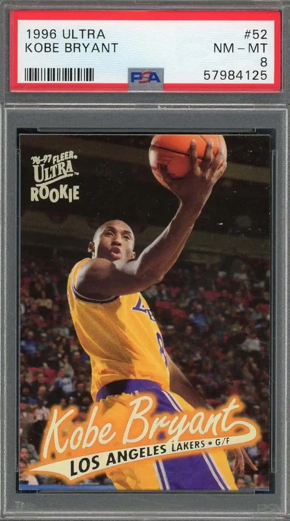 Kobe Bryant 1996 Fleer Ultra Rookie Card RC #52 Graded PSA 8 (Cert #57984125)