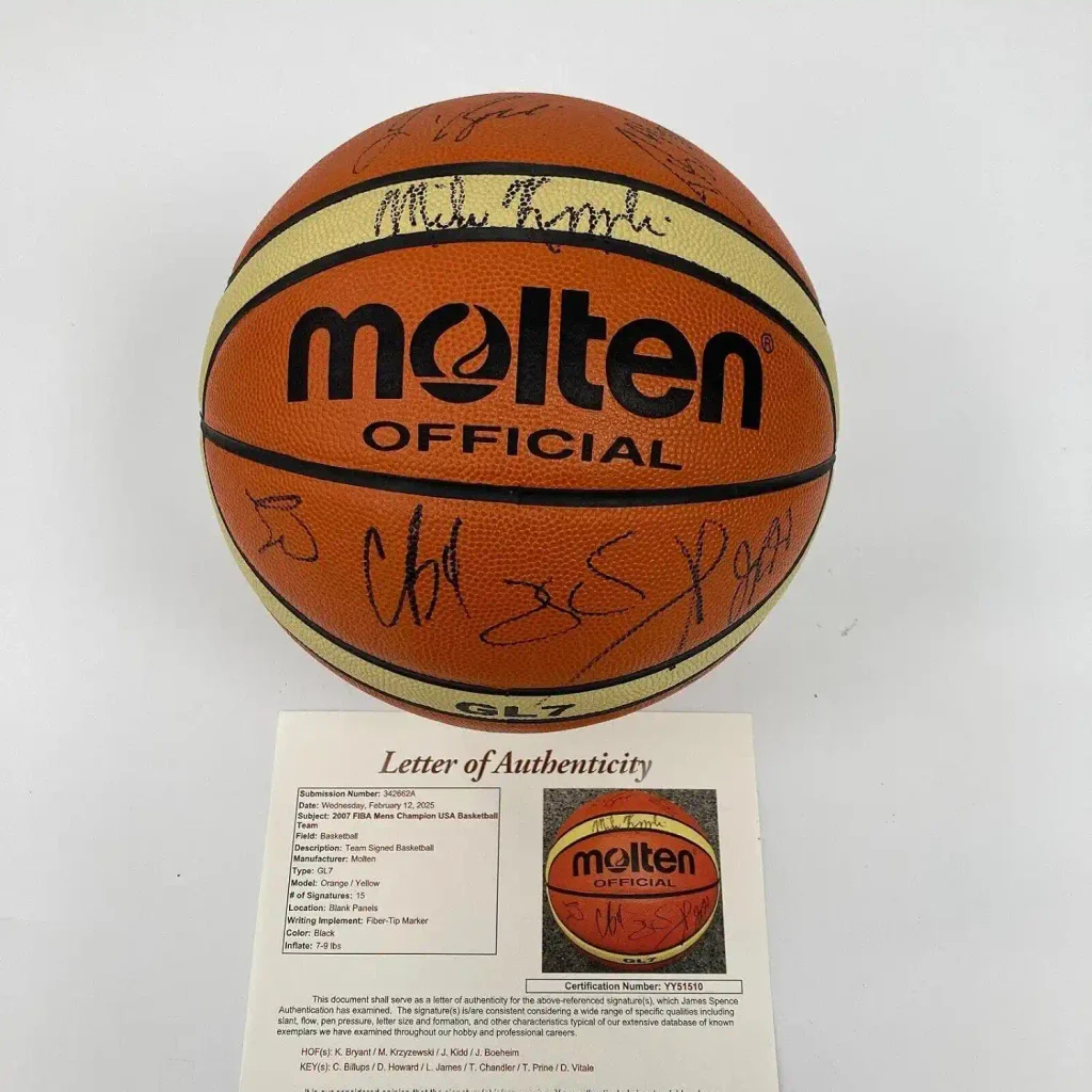 Kobe Bryant 2007 Team USA Signed Basketball 15 Sigs Olympics JSA COA - Autographed Basketballs