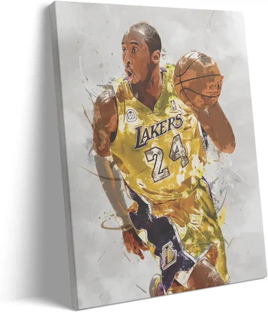 Kobe Bryant Basketball Canvas Wall Art, Sports Player Poster, 16x20 Inch