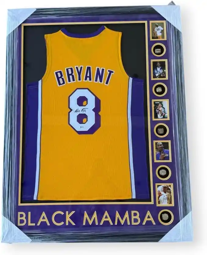 Kobe Bryant Signed Autographed Jersey WReplica Rings Lakers Framed BAS A45794