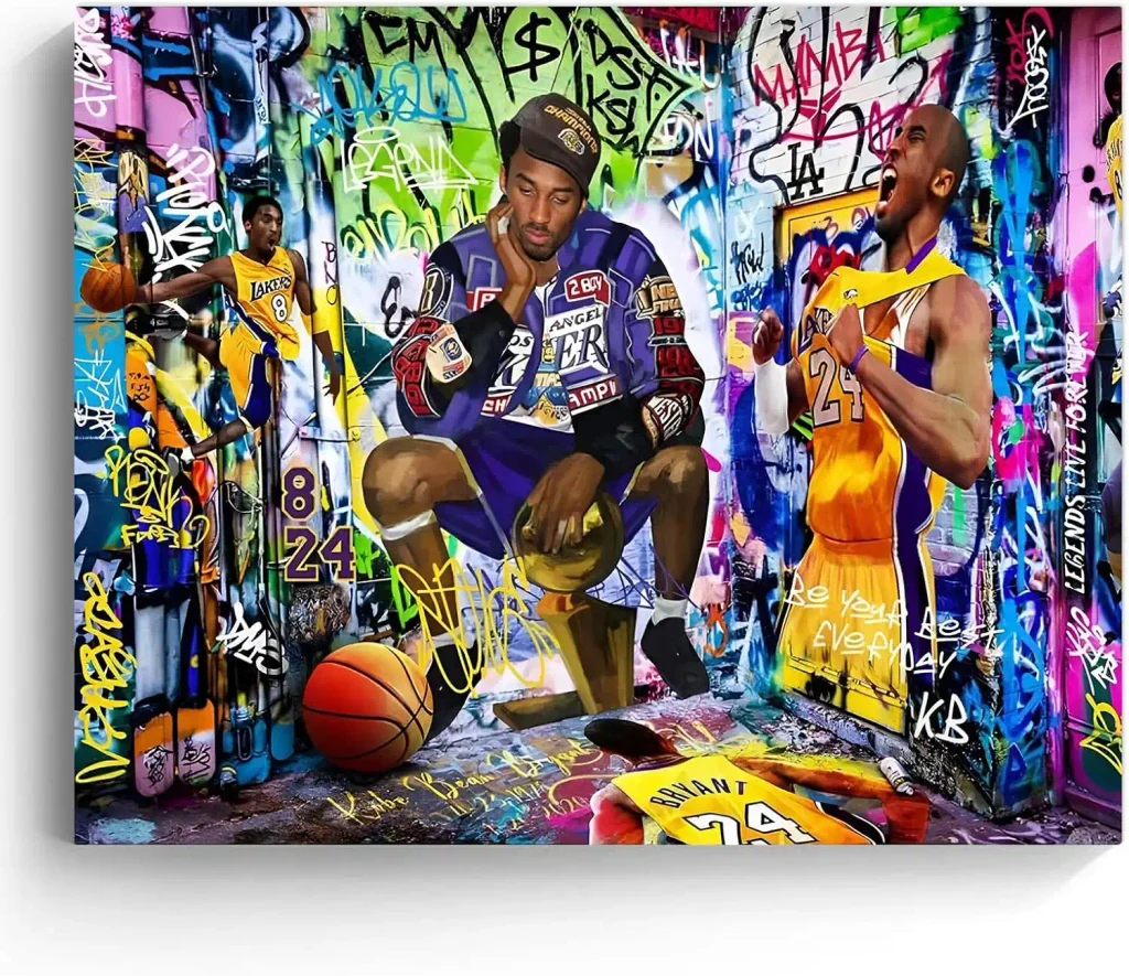 Kobe Bryant Artwork: Best Pieces, Prices & Complete Guide 13 Kobe Graffiti Canvas Wall Art Decor, Basketball Vibrant Street Art Poster