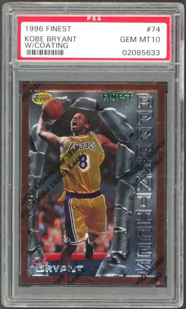 Lakers Kobe Bryant 1996 Topps Finest #74 wCoating Rookie Card 10 PSA Slabbed