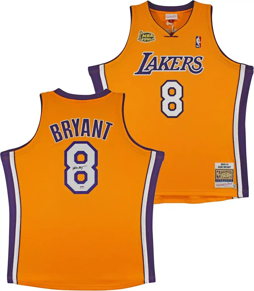 Authentic Autographed Kobe Bryant Jersey: Value & Guide 17 Lakers Kobe Bryant Signed Yellow M&N 2000-01 HWC Authentic Jersey PSA #B11733