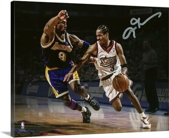 Photo Art Print by PHOTOOH! ~ Allen Iverson Kobe Bryant ( 76ers ) Signed Autographed Wall Art Photo Posters Movies Star Celebrity Canvas Pictures for Modern Home Office Art Decor Celebrities Prints Unframed Photograph RePrint RP (8 X 10 GLOSSY PRINTS)