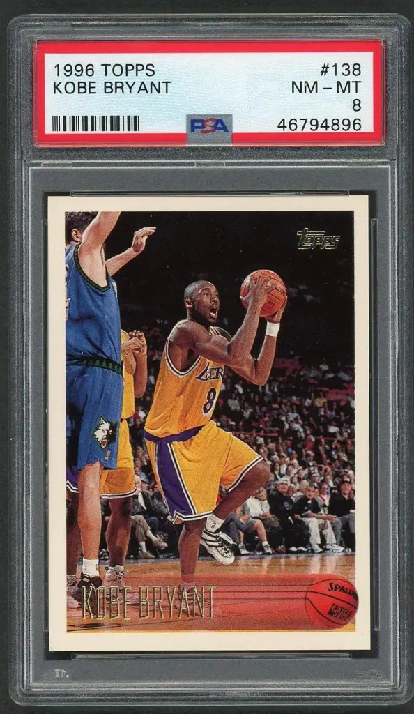 Powers Sports Memorabilia Kobe Bryant 1996 Topps Rookie Card #138  PSA 8 Near Mint-Mint (Cert #46794896), Graded & Encased by PSA