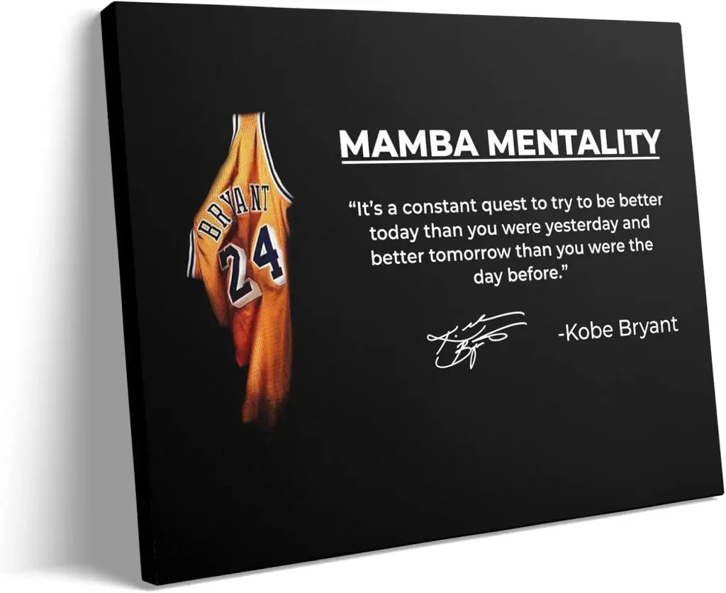 YIVIVEN Kobe Bryant Framed Poster 16x20, Mamba Mentality Canvas Wall Art