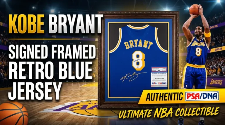 Kobe Bryant Signed Framed 35x39 Retro Blue Jersey PSA/DNA