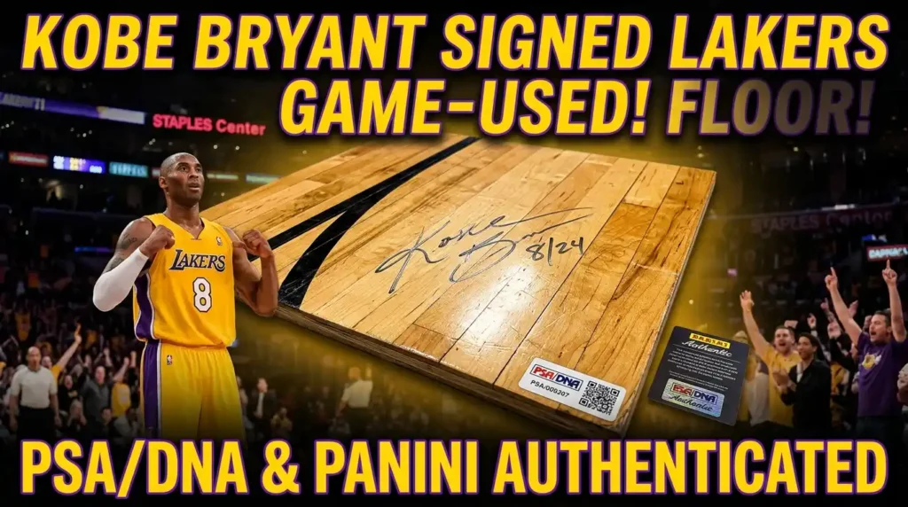 Kobe Bryant Signed Lakers Game-Used Floor PSA/DNA & Panini