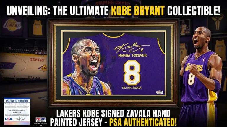 Lakers Kobe Bryant Signed William Zavala Hand Painted M&N Framed Jersey PSA