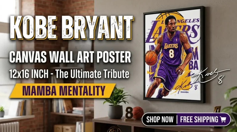 Kobe Bryant Basketball Canvas Wall Art Poster, 12x16 Inch