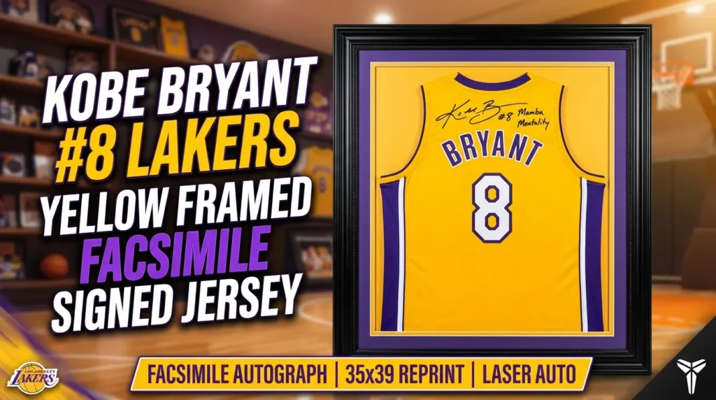 Kobe Bryant #8 Lakers Yellow Framed Facsimile Signed Jersey