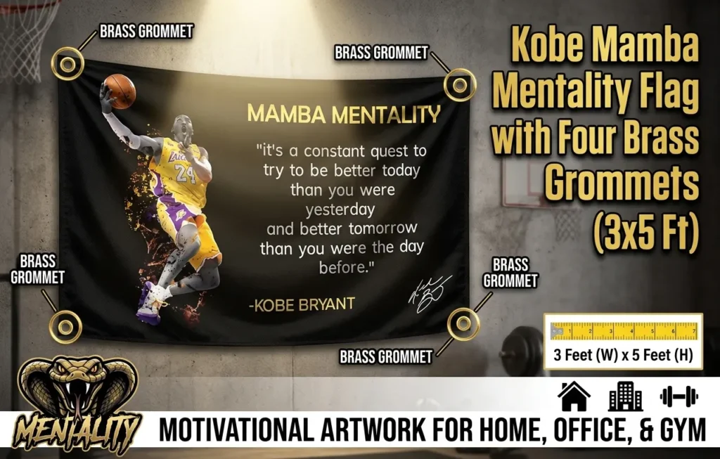Kobe Mamba Mentality Flag with Four Brass Grommets (3x5 Ft)